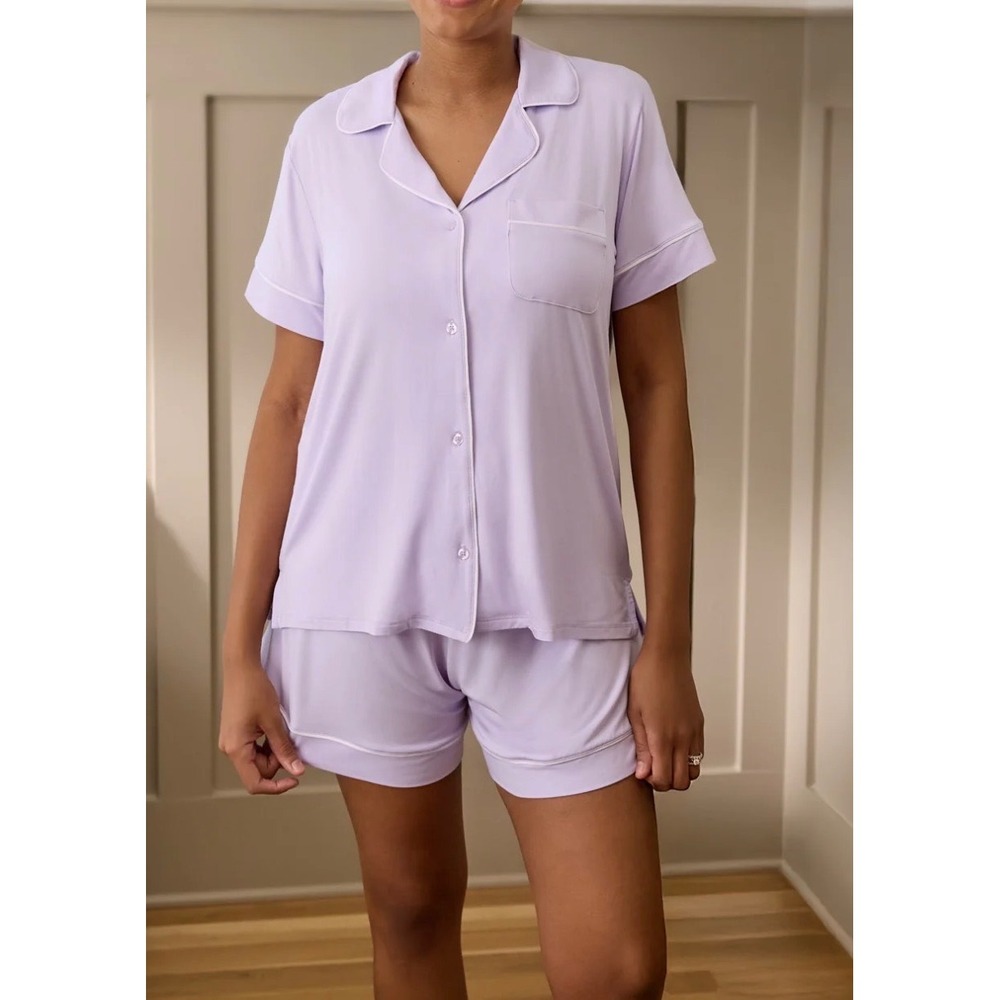 Little Sleepies Lunaluxe Bamboo Pajama Set Lavender Purple XS Short Sleeve NEW